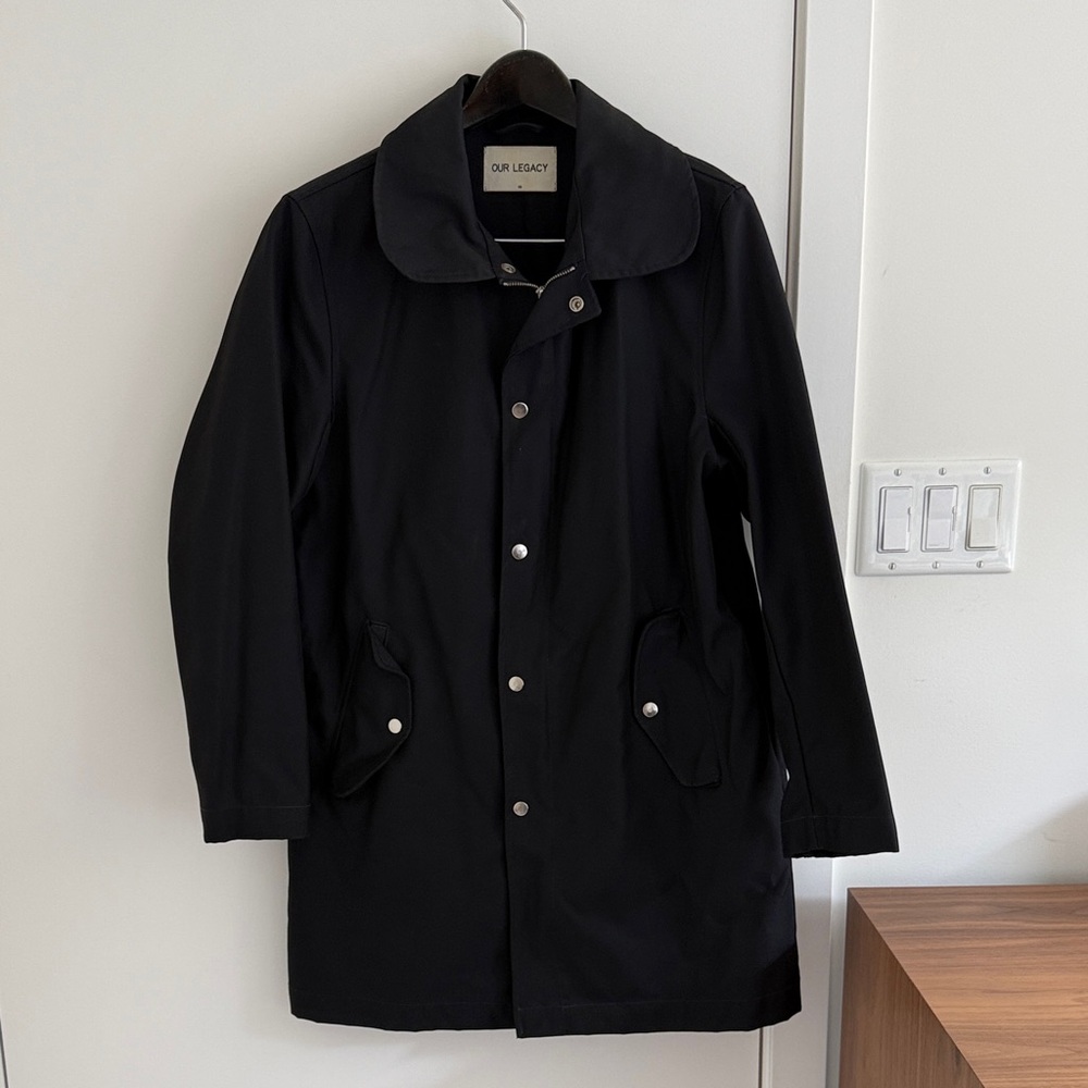 Our Legacy Funnel Coat Midnight Shimmer Trench Coat